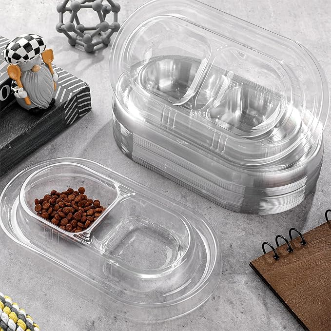 24 Pcs Disposable Pet Bowls Anti Ant Cat Dog Food Bowls Large Cat Wet Food Dishes Plastic Double Dish Water No Spill Non Tip Non Slip for Outdoor Pets Small Medium Size Dogs