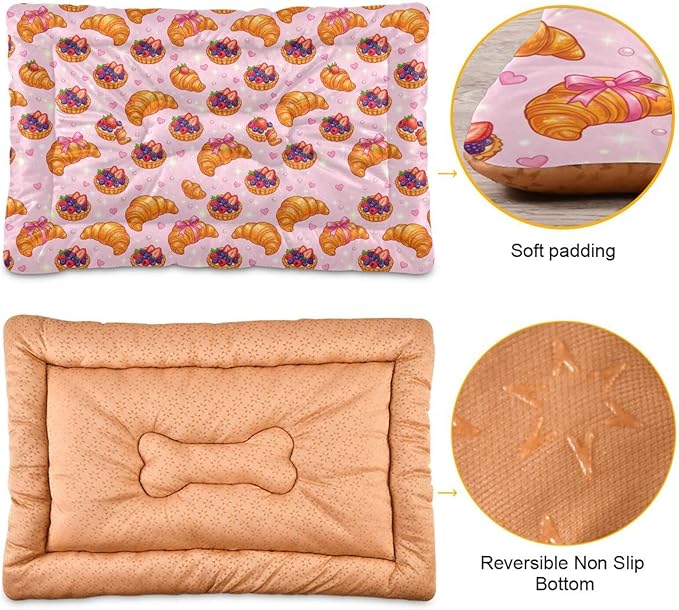 Dog Bed for Crate Washable Pet Sleep Pad, Dessert Kennel Mat with Non-Slip Bottom, Soft Fluffy Supplies Pet for Dogs and Cats (24x18 inch)