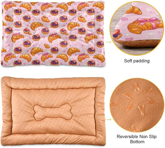 Dog Bed for Crate Washable Pet Sleep Pad, Dessert Kennel Mat with Non-Slip Bottom, Soft Fluffy Supplies Pet for Dogs and Cats (24x18 inch)