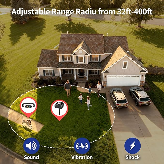 Next-Gen 2026 Wireless Pet Fence, Smart AI Safety System, Rechargeable Collar, Customizable Correction Levels, 1+ Acre Range (40 Flags)