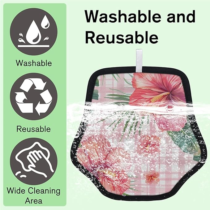 Reusable Pet Hair Removal Glove Tropical Flower Palm Leaves Magic Brush for Cat & Dog Hair Remover for Car, Sofa, Bedding, Clothes - 9x9 Mitt Washable