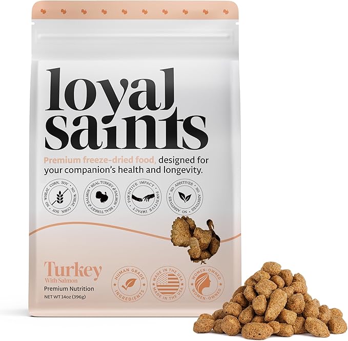 Freeze Dried Raw Dog Food - Premium Turkey and Salmon Flavor with High Protein and Grain Free Dog Food for All Breeds and Picky Eaters - Versatile as Meal Topper, Snack, and Treats, 5 Oz