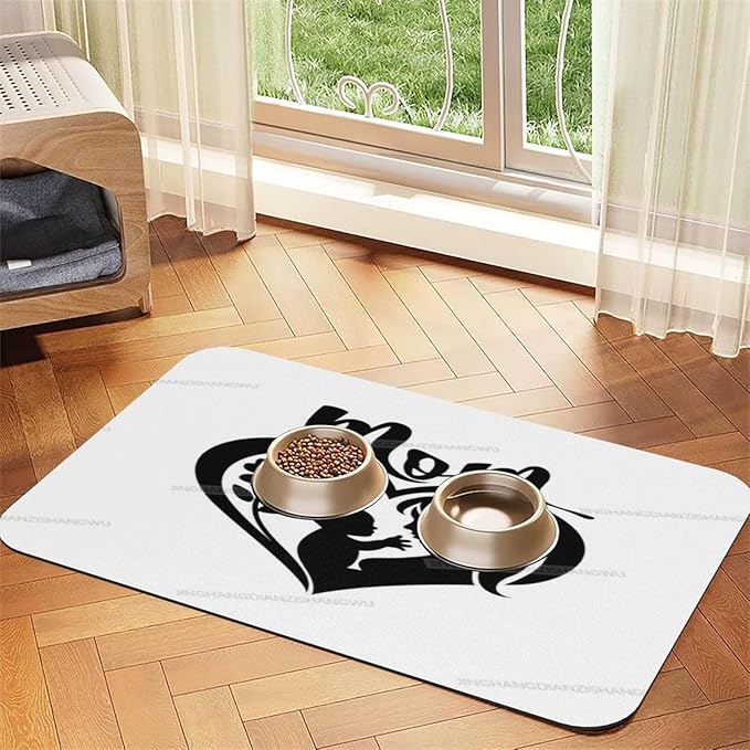 Dog Food Mats for Floors Absorbent Pet Cat Food Mat Happy Mother's Day Floral Gift for Mom Ig Non Slip Dogs Bowl Mats Water Dog Placemats Feeding Mat Pet Supplies 18X12In