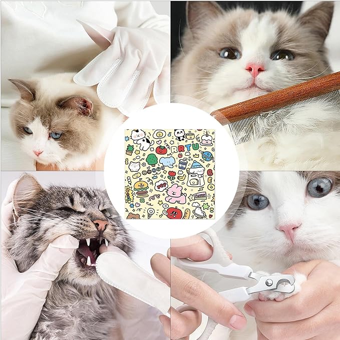Cat Grooming Wrap Adherent - Adhesive Anti-Bite Fabric Swaddle Cat Wrap, Adhesive Wrap for Grooming Cats, Screen Cleaning Cloth Cat Claw Care Adherent Restraint Wrap for Pet Shelter, Home