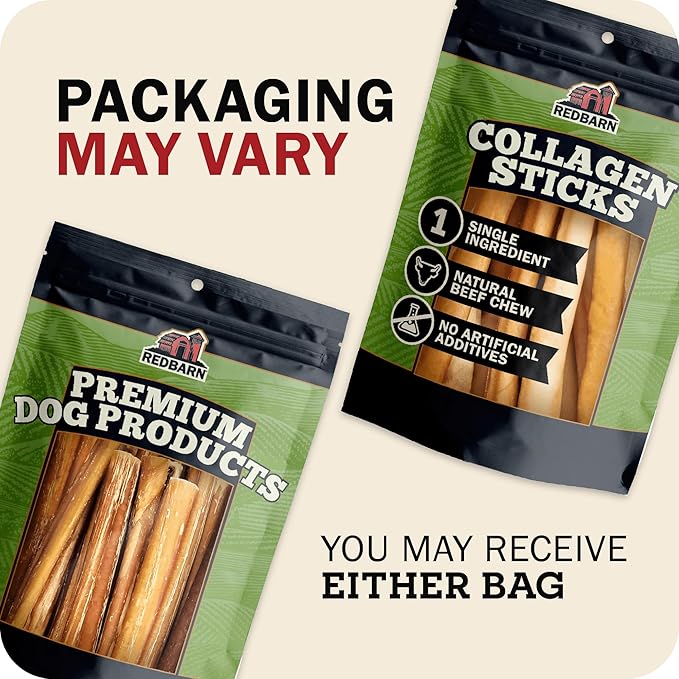 Redbarn Pet Products Natural Small Collagen Sticks for Dogs - Long Lasting Alternative to Traditional Rawhide & Bully - Supports Joint, Skin, & Coat Health - Case of 25