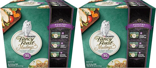 Fancy Feast Purina Medleys Poultry Collection Wet Cat Food Variety Pack - 3 oz. Cans,(Pack of 60)
