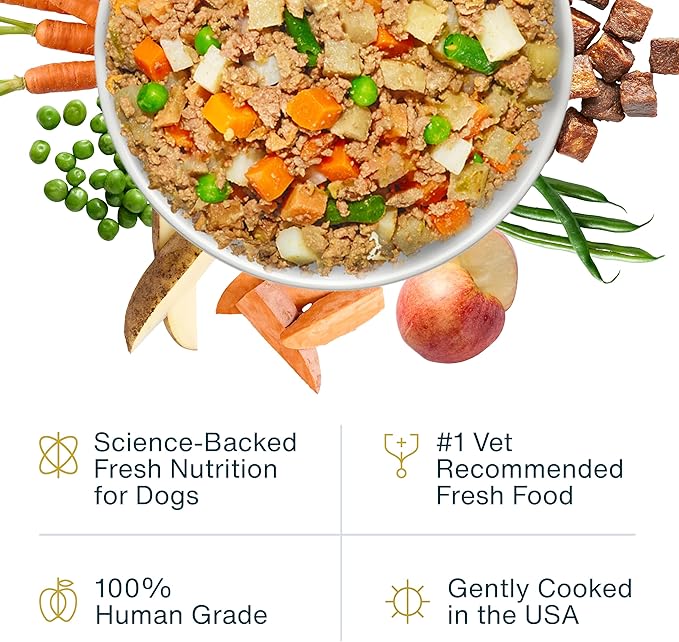 JustFoodForDogs Frozen Fresh Dog Food, Complete Meal or Topper, Beef & Russet Potato Human Grade Recipe, 18 oz (Pack of 7)