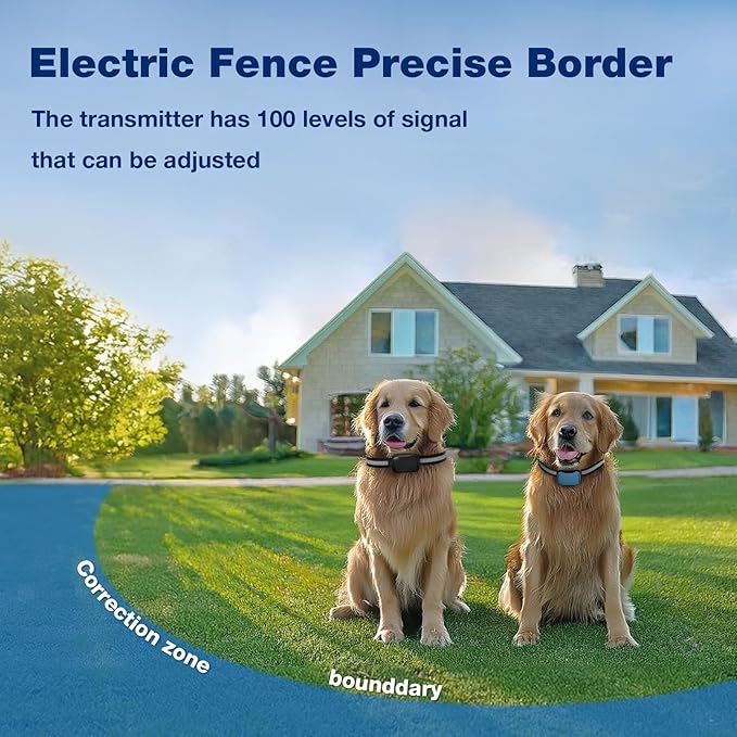 Electric Fence for 2 Dogs, Underground Dog Fence System, 2 Rechargeable Collars, Waterproof, for Small Medium and Large Dogs