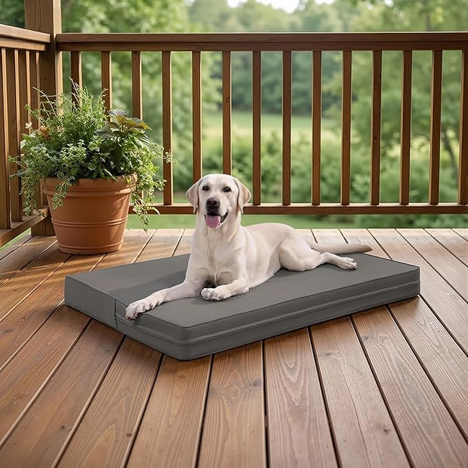 Vonabem Extra Large Dog Bed Waterproof Outdoor, Washable XL Pet beds 44 inch, Leather Anti-Slip Kennel Pads with Removable Cover Reversible, 44"x32" Grey