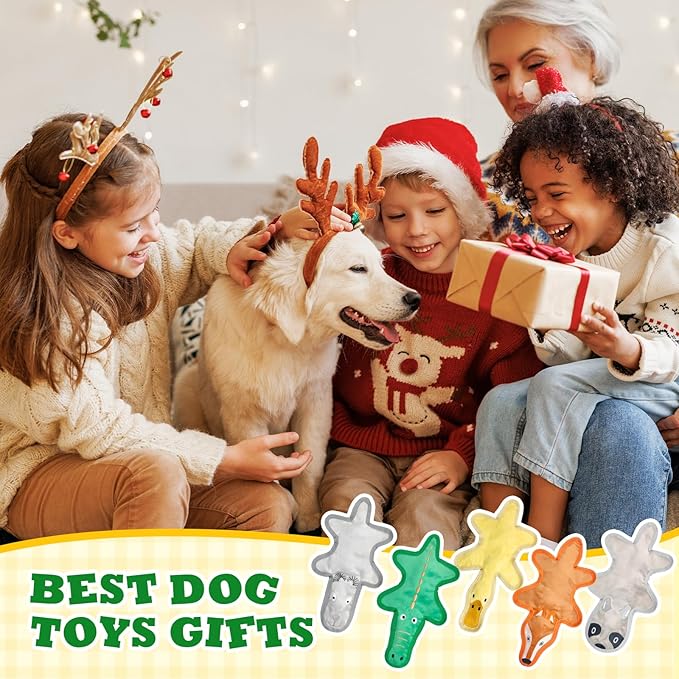 No Stuffing Dog Squeaky Toys, Tough Durable Plush Chew Toy for Boredom and Teething, Interactive Dog Toys for Small Medium Large Dogs to Keep Them Busy (3 PCS)