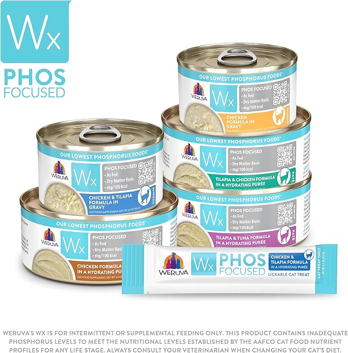 Weruva Wx Phos Focused Chicken Formula in Gravy 5.5oz Can, Pack of 8
