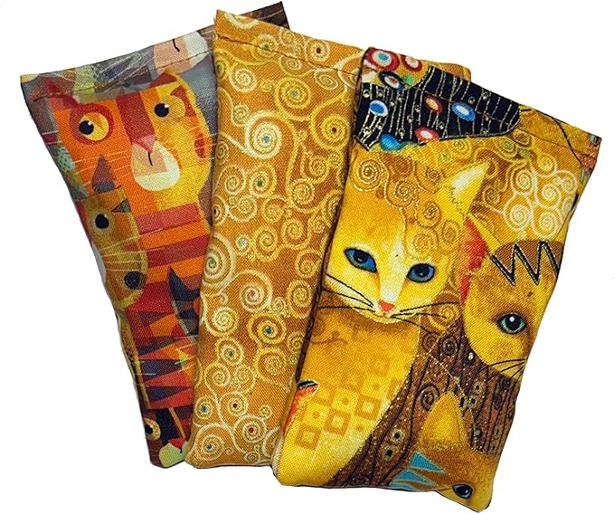 Crazy Cat 3 Pack Catnip Pillow Sacks - Made in The USA (Gold)