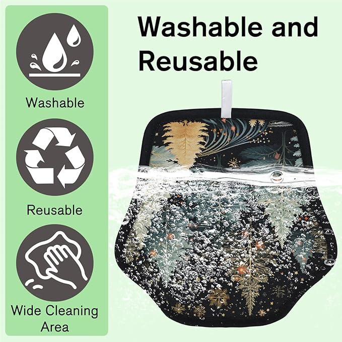 Reusable Pet Hair Removal Glove Winter Trees Theme Magic Brush for Cat & Dog Hair Remover for Car, Sofa, Bedding, Clothes - 9x9 Mitt Washable