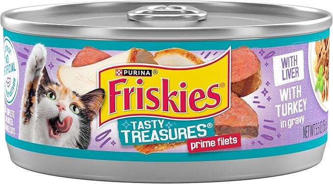 Purina Friskies Wet Cat Food Tasty Treasures With Turkey and Liver in Gravy - (Pack of 24) 5.5 oz. Cans