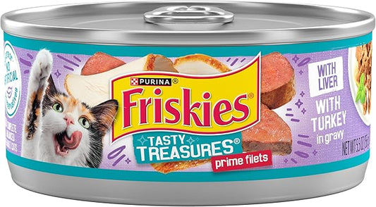Purina Friskies Wet Cat Food Tasty Treasures With Turkey and Liver in Gravy - (Pack of 24) 5.5 oz. Cans