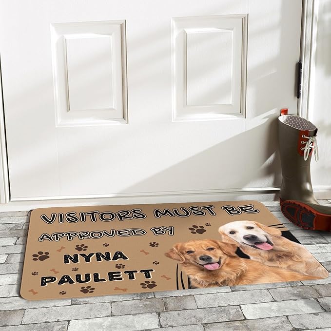 Generic Custom Doormat, Personalized Pet Feeding Mat for Dog & Cat, Outdoor Carpet, RV Mat, 30"L x 18"W or 24"L x 16"W, Recycled Rubber with Polyester Felt, Pet Owners, Unisex, All Ages