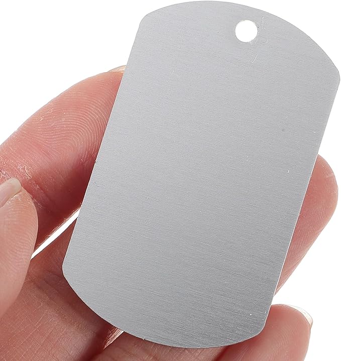 SHINEOFI 20pcs Aluminum Dog Tags Blank Engraving Pet Id Name Collar Tags Silver 38x25mm for Dogs and Cattle Ear Label Supplies