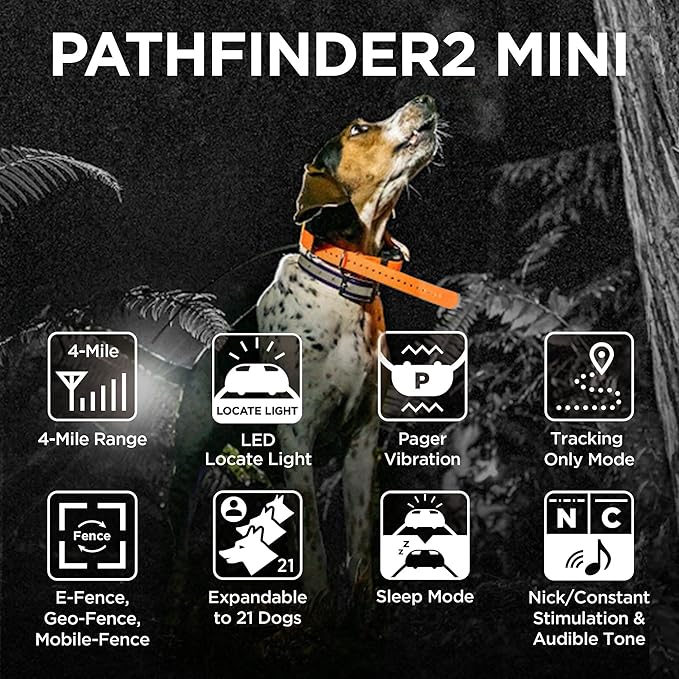 Dogtra Pathfinder2 Mini GPS Tracker eCollar + 2 Add-on Receivers (Green & Black) | 4 Mile, LED, Waterproof, Free App, No Fees, Smartwatch Control, Satellite Tracking, Multi Dogs, Smartphone Required