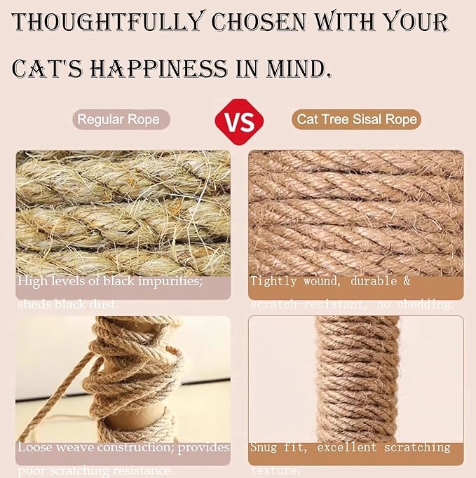 M8 Cat Scratching Post Replacement,15.7Inch Sisal Pole Cat Tree Replacement Post with Screws,DIY Scratcher,Pad, Crafts Gardening Hammock Home Decorating (Brown, M8*2poles*40cm/15.7inch)