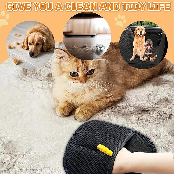Pet Hair Removal Glove for Cats & Dogs, The Magic Brush Pet Hair Remover, Reusable Electrostatic Pet Hair Remover Glove, Bye Bye Pet Hair Drama, for Laundry, Couch, Carpet, Car Seat(1set)