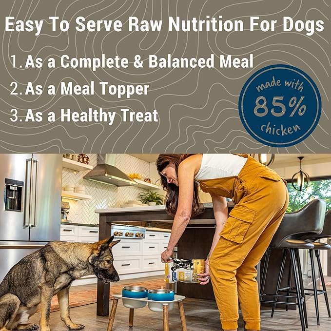 MONTANA DOG FOOD CO. Freeze-Dried Raw Chicken Recipe Dog Food – Grain-Free, High-Protein Meal or Topper, Made in USA with USA Ingredients -6.4 oz Bag