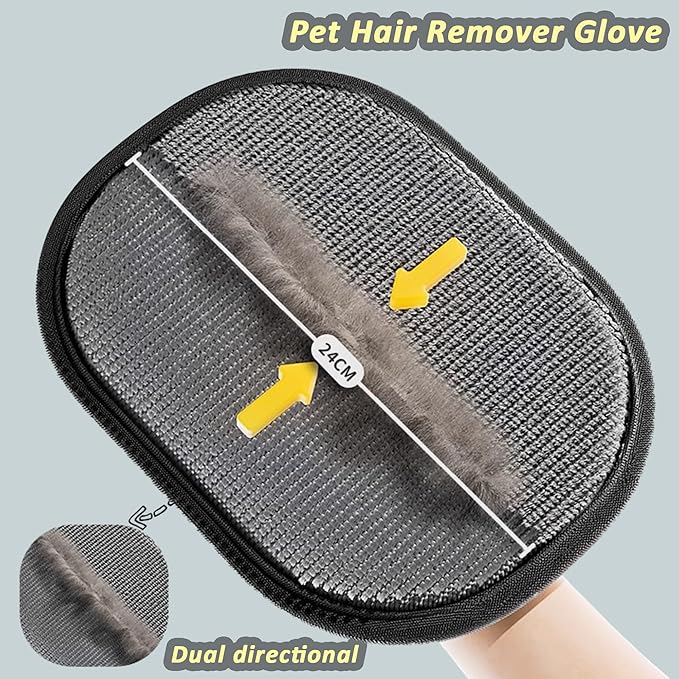 2 Pack Pet Hair Remover, 2025 Upgrade Resuable Electrostatic Pet Hair Remover Gloves for Couch, Carpet, Furniture,Double Sided Cat Grooming Glove for Cat & Dog with Brush Set