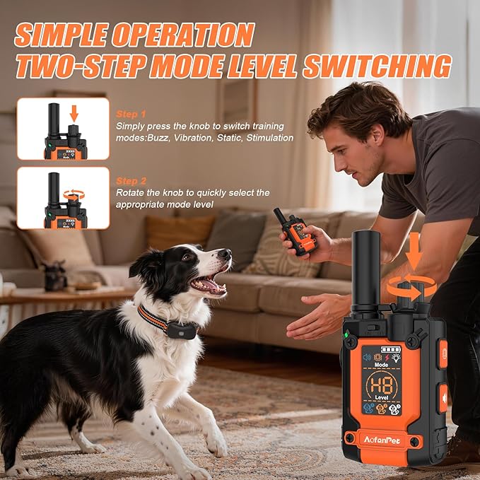2026 Updated Shock Collar for Dogs with Remote 4500ft, Bark & Training Collar for Large Dogs, Rechargeable Waterproof Electric Collar with 4 Modes Vibration Beep Static Stimulation LED Light
