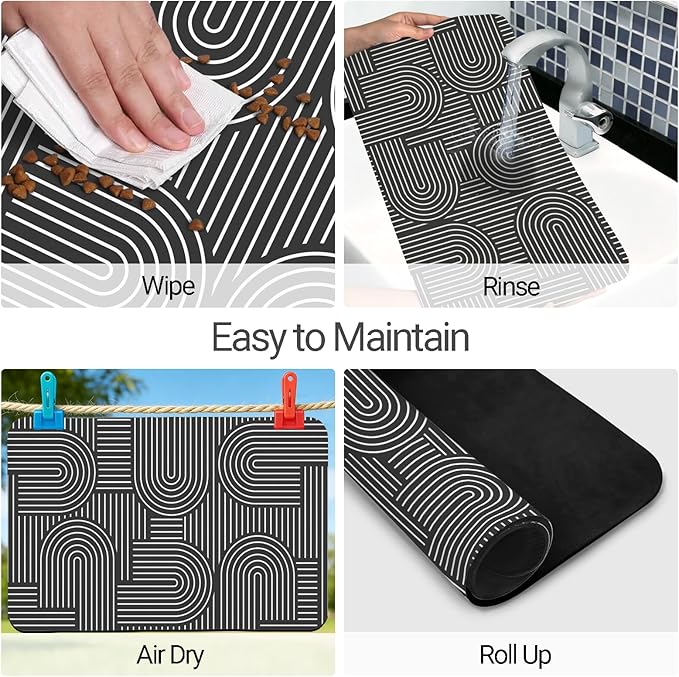 Dog Food Mat, Absorbent Waterproof Non-Slip Pet Cat Bowl Feeding Mat for Food & Water Pet Supplies 12 * 20"