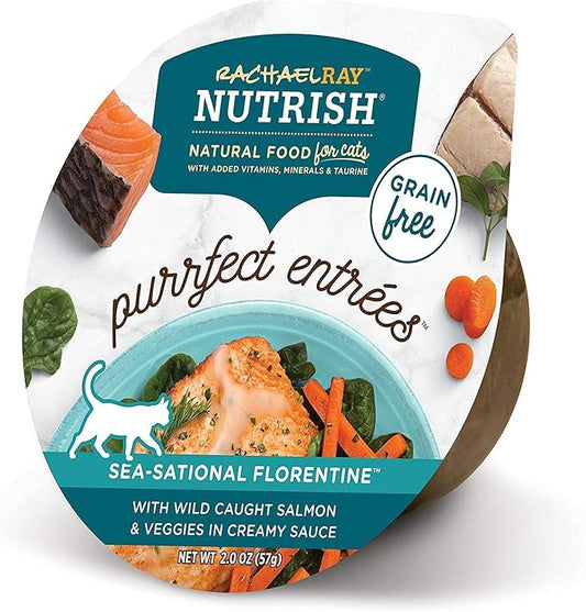 Rachael Ray Nutrish Purrfect Entrees Natural Wet Cat Food, Wild Caught Salmon, 2 Ounce Cup (Pack of 12), Grain Free