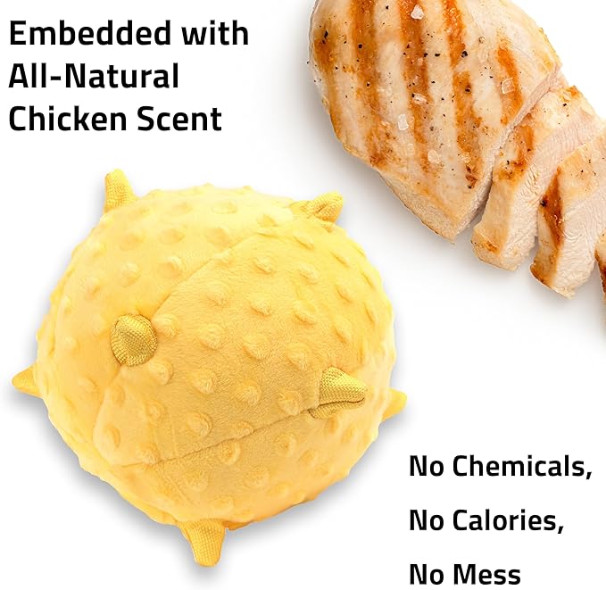 Playology Dog Toys | Puppy Toy Plush Sensory Ball for Dogs and Puppies | Jumbo Chicken Scented Toy - Easy to Clean and Made from Non Toxic Materials