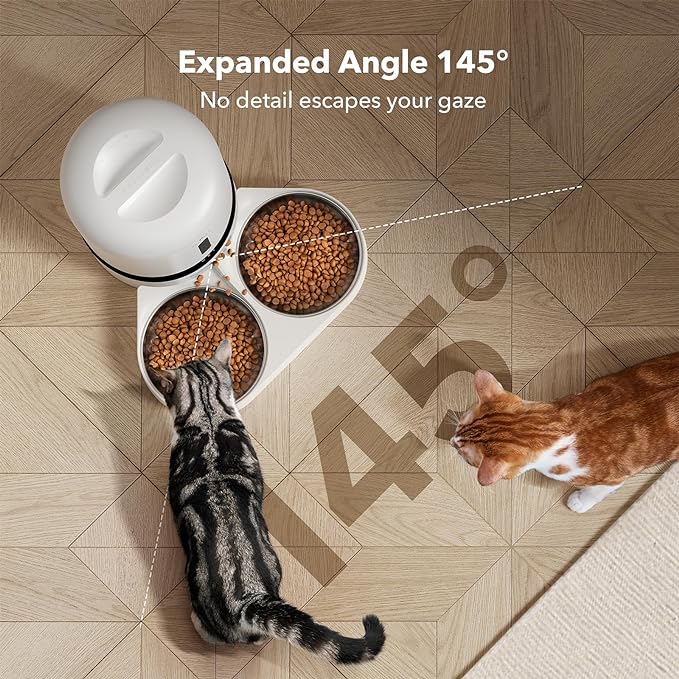 Bundle of PETLIBRO Automatic Cat Feeder with Camera for 2 Cats (Dual Tray, White) and 6 Packs Pet Food Desiccant Bag