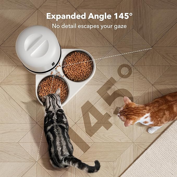 Bundle of PETLIBRO Automatic Cat Feeder with Camera for 2 Cats (Dual Tray, White) and 6 Packs Pet Food Desiccant Bag