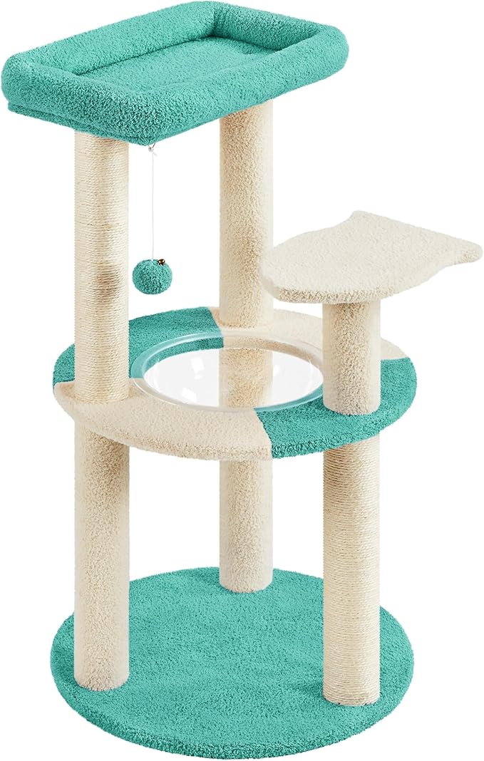 Yaheetech Cat Scratching Posts with Cat Bed, 35in Cat Scratcher with 2 Scratching Posts for Indoor Cats, Sisal Scratch Posts with Replaceable Ball for Kittens Adults Cats