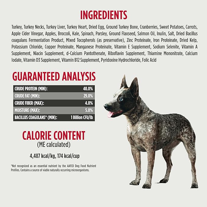 Nulo Freeze-Dried Raw Turkey Recipe with Cranberries Complete and Balanced Dry Dog Food Kibble, 18 Ounce Bag