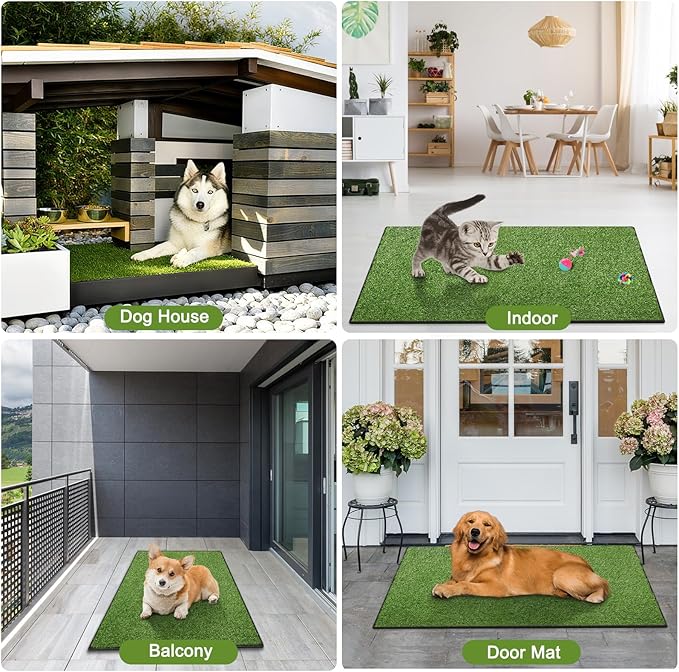 Artificial Grass for Dogs Potty, 31"x51" Reusable Pet Training Mat for Home and Travel, Washable Hemmed Edge Grass Pee Pad with Drainage Holes, Easy to Clean (31"x51")