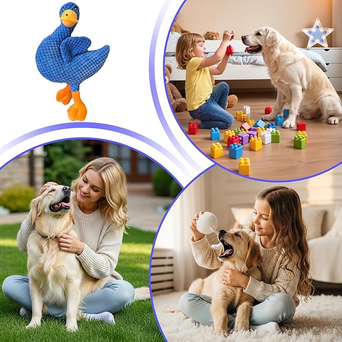 Dog Chew Toys - Chew Toys for Aggressive Chewers, Plush Duck Pet Supplies, Squeaky Calming Plush Stuffed Animals, Dog Teething Game with Squeaker for Puppy Small Medium Large Breed Home Travel