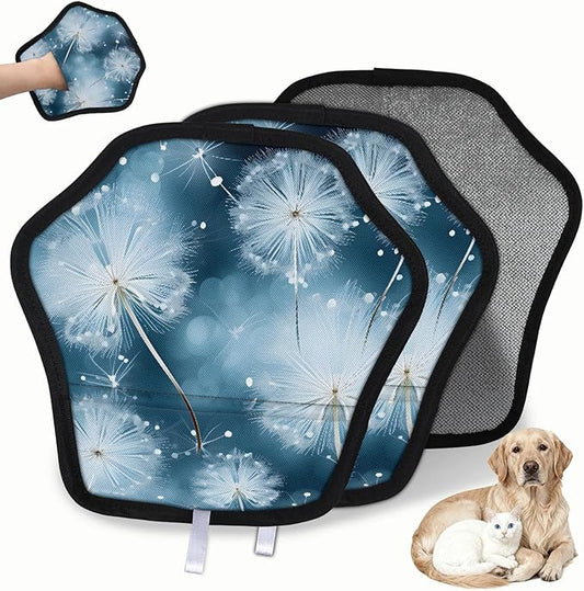 Reusable Pet Hair Removal Glove Dandelions Dancing Magic Brush for Cat & Dog Hair Remover for Car, Sofa, Bedding, Clothes - 9x9 Mitt Washable