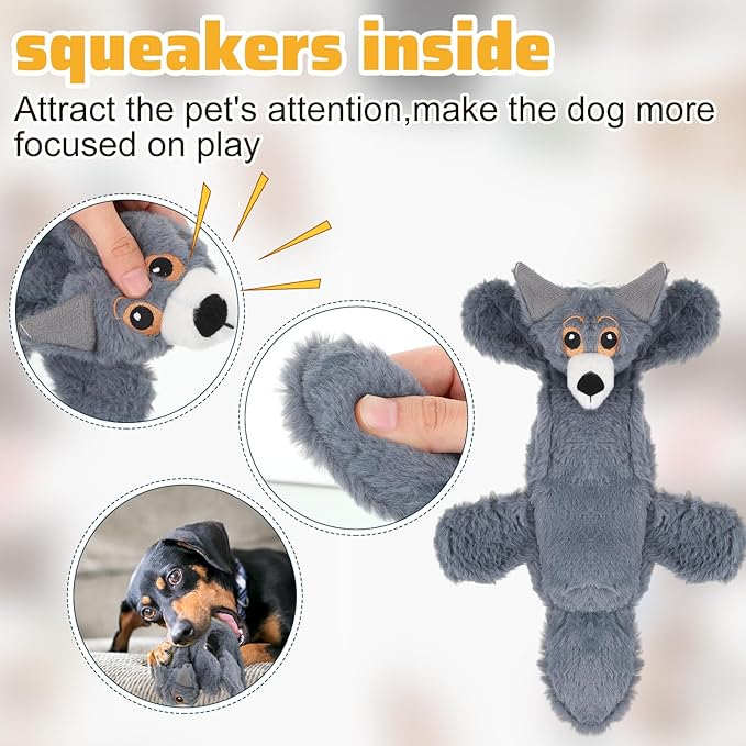 Sratte 10 Pcs Dog Squeaky Toys No Stuffing Crinkle Pet Toy for Aggressive Chewers Plush Teething Puppy Squeak Toys Animals Chew Supplies for Small Medium Large Pet, 10 Styles (Delicate Style)