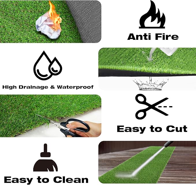 XLX TURF Artificial Grass Outdoor Runner Rug 2 FT X 10 FT - Pets Friendly Soft Fake Grass 25mm High Pile