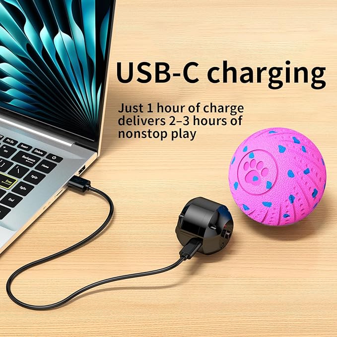 Smart Interactive Dog Toys, Activated Moving, Bouncing, Rotating Ball for Medium/Large Dogs, 2025 E-TPU Material, Motion-Activated Dog Gift to Keep Them Busy, IP54 Waterproof & USB Rechargeable, Pink