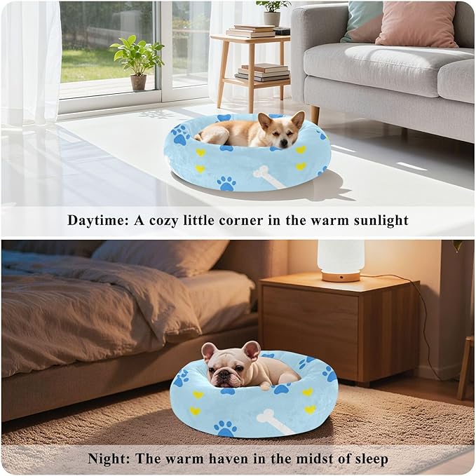 Pet Cat Bed Removable & Washable fluffier Calming Bed for Small Size Pets Supplies Puppy Paw Heart