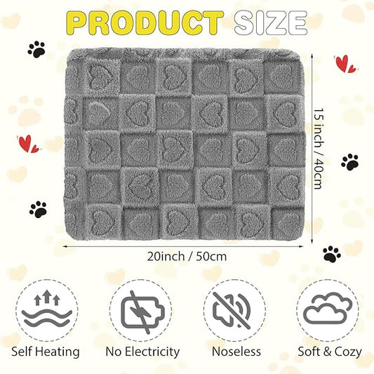 3 Pack Self Warming Cat Bed Mat Self Heating Dog Pad Reflects Body Warm Thermal Pet Pad Washable Non Slip Crate Kennel Bed Mat for Indoor Outdoor, 20 x 15 Inch(Gray)