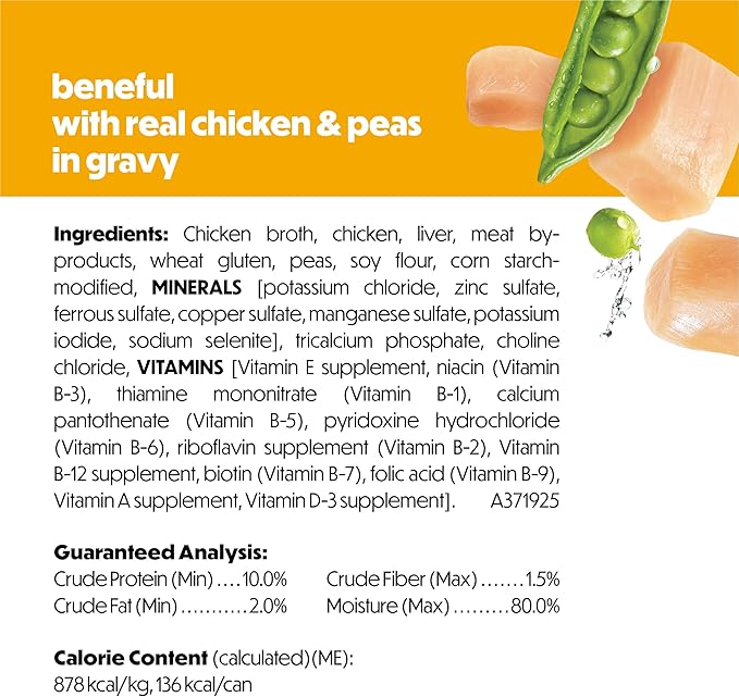 Purina Beneful with Real Chicken and Peas in Gravy Wet Dog Food - 5.5 oz Can (Pack of 12)