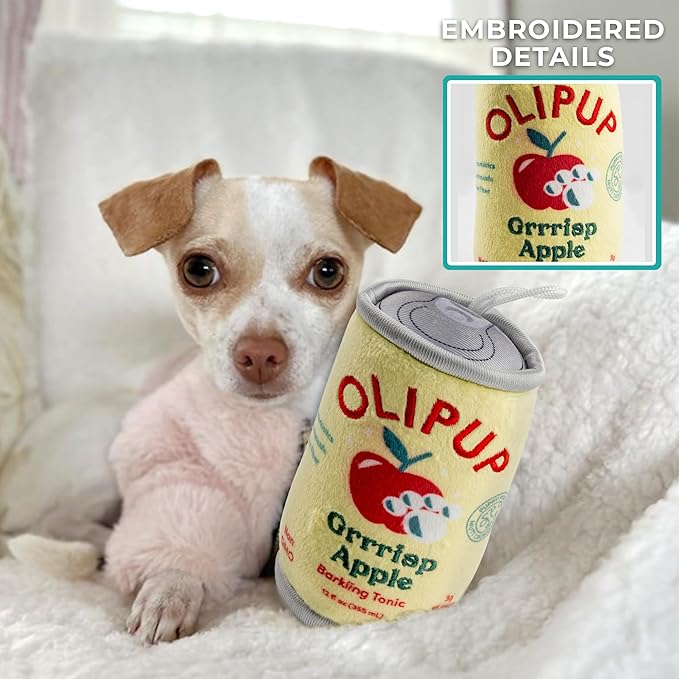 Haute Diggity Dog Olipup Grrrisp Apple Plush Dog Toy for Small, Medium & Large Dogs, Interactive Funny Parody Squeaky Toys, Soft, Durable, Machine-Washable, Safe & Cute Birthday Gift for Dogs