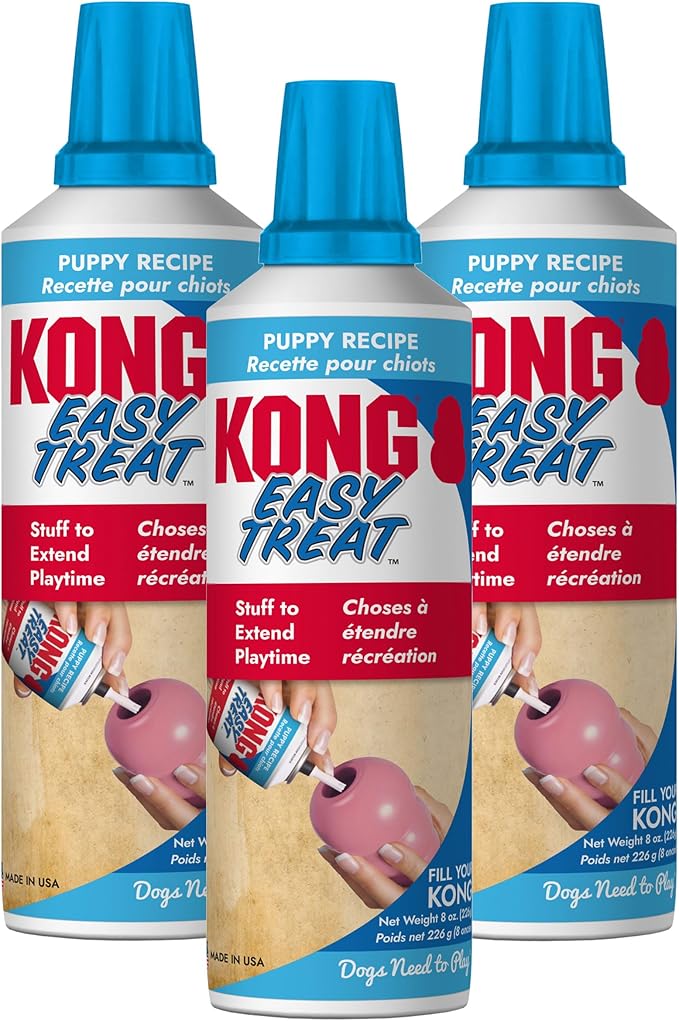 KONG Easy Treat Dog Paste 3-Pack – Mess-Free Stuffing Toys, Training & Reward Treats, Made in USA, Highly Digestible, No Refrigeration Needed (Puppy)