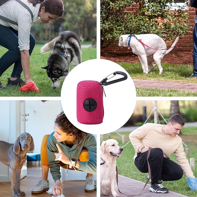 Dog Bag Holder | Mesh Fabric Attachment Waste Bag Dispenser with Zipper - Portable Dog Poop Holder, Fashion Pet Supplies for Walking, Outdoor, Training
