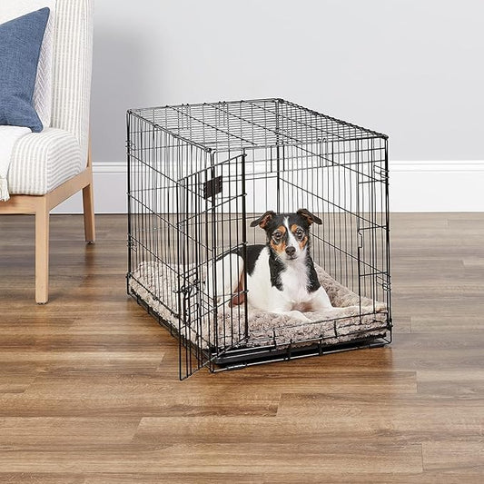 MidWest Homes for Pets 30-Inch iCrate for Medium Breeds, 21-40 lbs, Single Door Folding Dog Crate with Divider Panel, Leak-Proof Tray & Secure Latch, Portable, Durable & Easy to Assemble