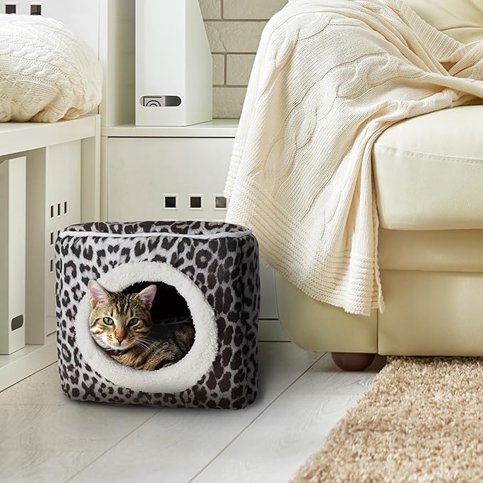 Cat House - Indoor Bed with Removable Foam Cushion - Cat Cave for Puppies, Rabbits, Guinea Pigs, and Other Small Animals by PETMAKER
