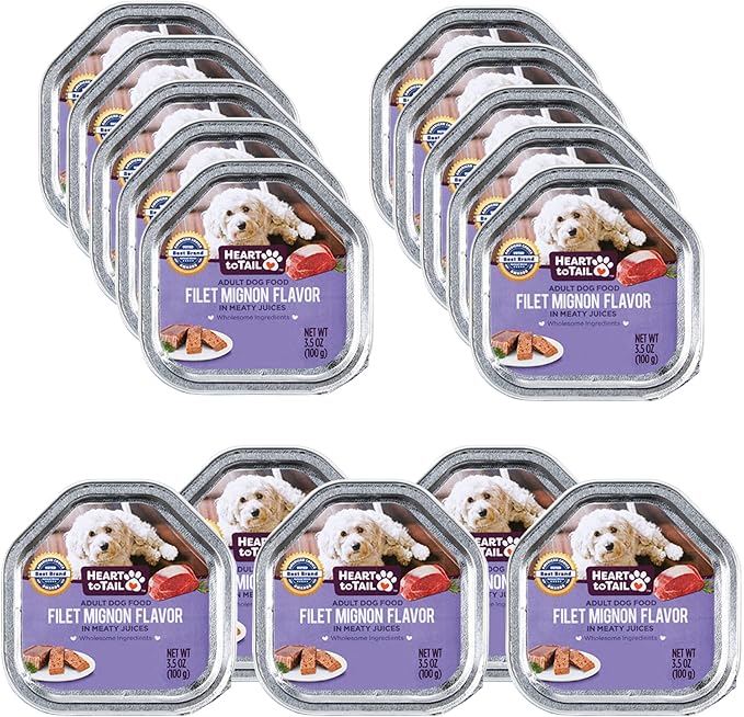 15 Trays Wet Dog Food 3.5 OZ Filet Mignon Flavor + Gift Bone
