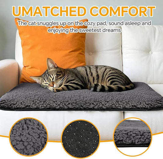 Self Warming Cat Bed Self Heating Cat & Dog Pad - Waterproof Heated Thermal Mat, Non-Slip, Washable for Senior Pets, Kittens, Dogs, Indoor/Outdoor Use, Non-Electric (dark grey, 28.8" X 18.9")